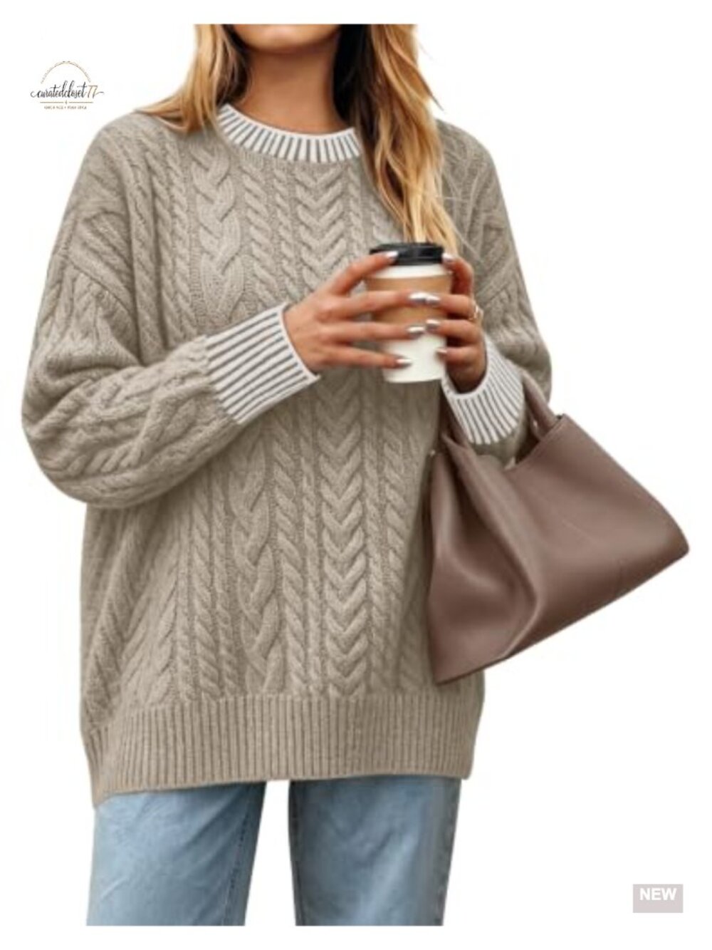 Cable Knit Sweater Women Long Sleeve Tunic Pullover Crew Neck Fall Winter